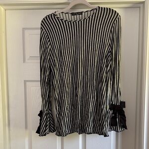 Kim & Cami Black and White Striped Blouse
